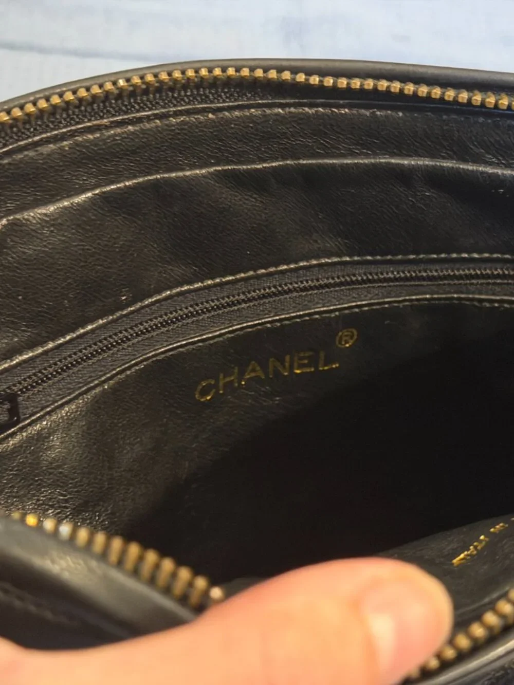 Vintage Chanel Camera Bag Black Lambskin Gold Tassel 1989-91 Card Dust Bag